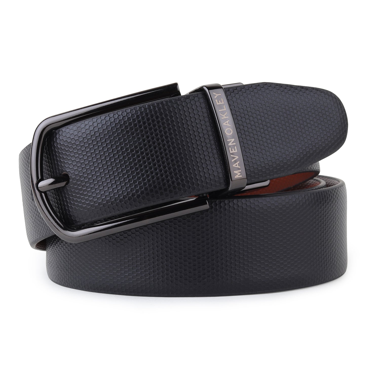 Lockor Italian Leather Reversible Black & Brown Belt For Men - Matte Grey Buckle (Premium Gift Box Included)