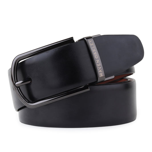Mavenoakley Premium Reversible Genuine Leather Belt for Men – Black & Brown | Classic Buckle | Gift Box Included
