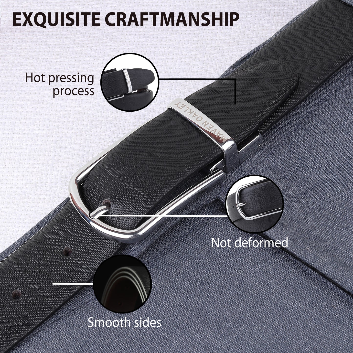 Maveoakely Premium Reversible Leather Belt for Men – Dual-Tone Black & Brown | 360° Rotating Glossy Buckle | Ideal for Formal & Casual Wear (30–42 Inches)