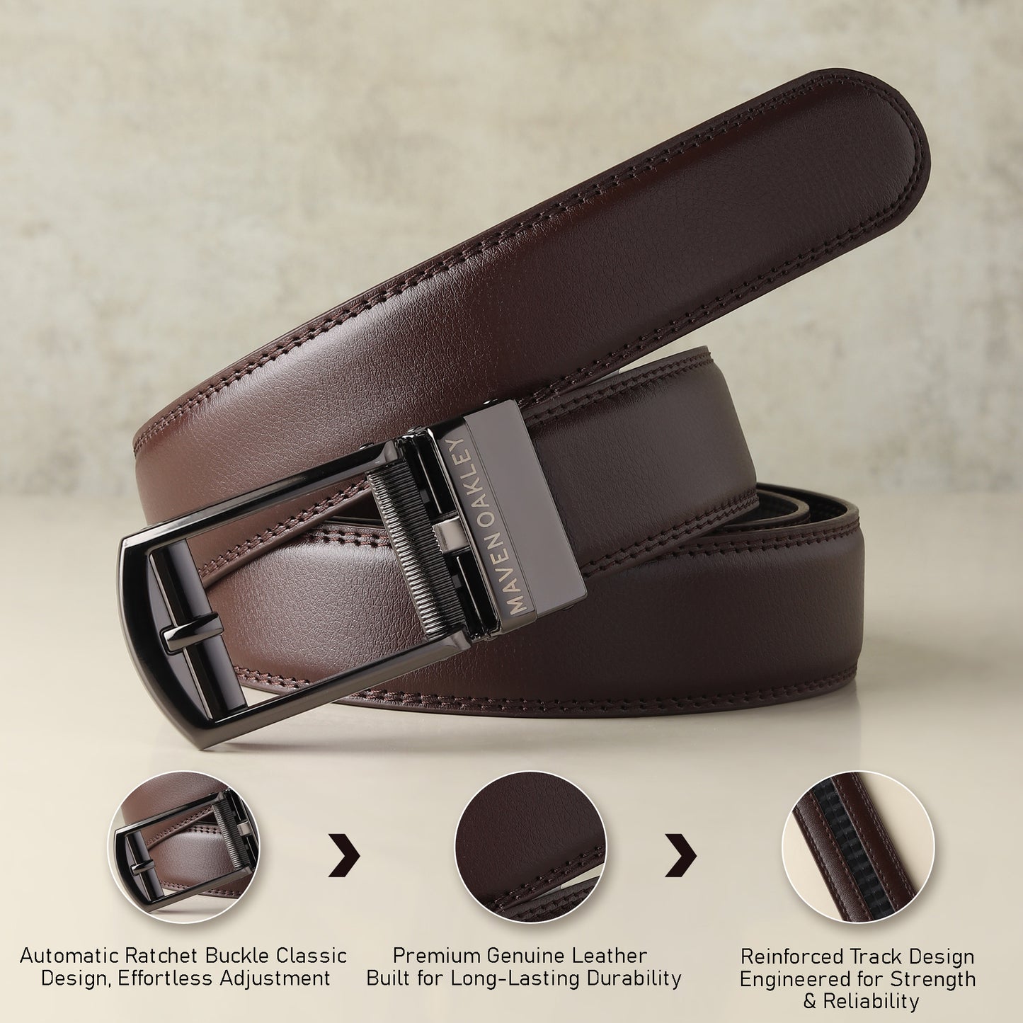 Jarvis Italian Leather Ratchet Black & Brown Reversible Belt For Men - Matte Grey Auto-Lock Buckle (Premium Gift Box Included)