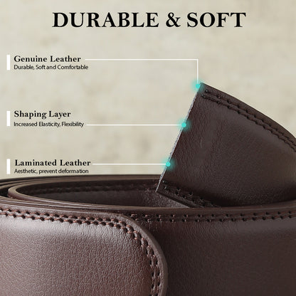 Jarvis Italian Leather Ratchet Black & Brown Reversible Belt For Men - Matte Grey Auto-Lock Buckle (Premium Gift Box Included)