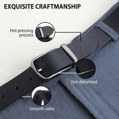 Leo Grey Genuine Leather Reversible Black & Brown Belt for Men – Gunmetal Grey Buckle (Premium Gift Box Included)