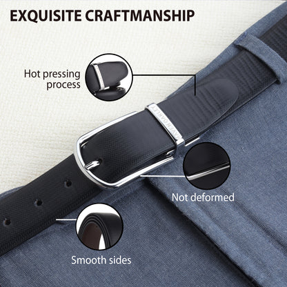 Nero PU Reversible Black & Brown Belt For Men – Silver Buckle (Premium Gift Box Included)