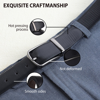 Nero PU Reversible Black & Brown Belt For Men – Grey Buckle (Premium Gift Box Included)