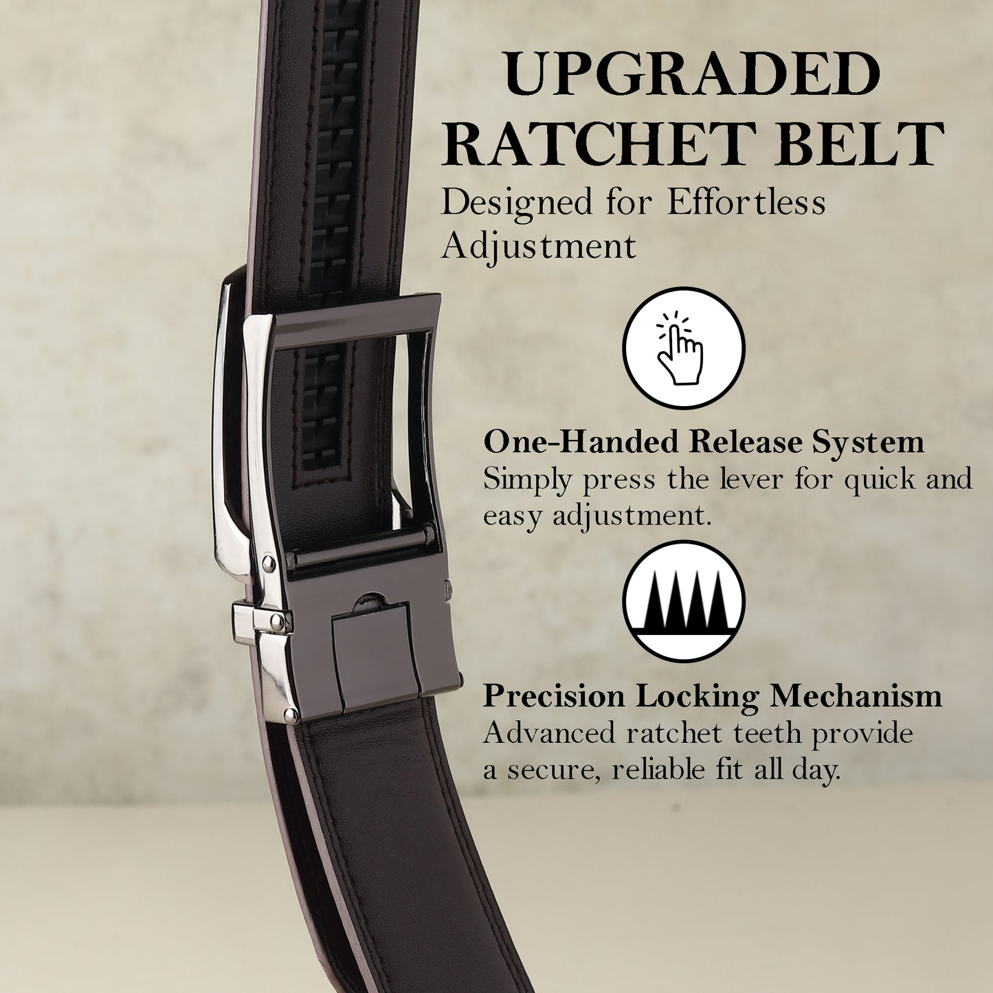 Jarvis Italian Leather Ratchet Black & Brown Reversible Belt For Men - Matte Grey Auto-Lock Buckle (Premium Gift Box Included)