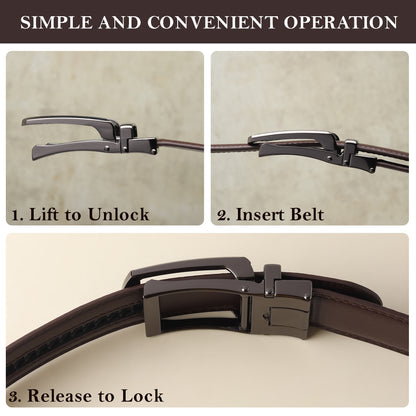 Jarvis Italian Leather Ratchet Black & Brown Reversible Belt For Men - Matte Grey Auto-Lock Buckle (Premium Gift Box Included)