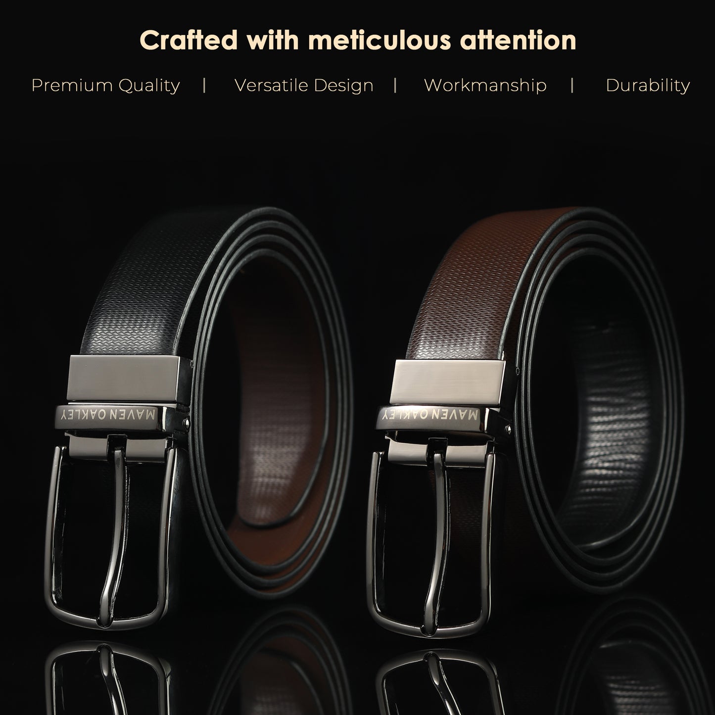 Nero PU Reversible Black & Brown Belt For Men – Grey Buckle (Premium Gift Box Included)