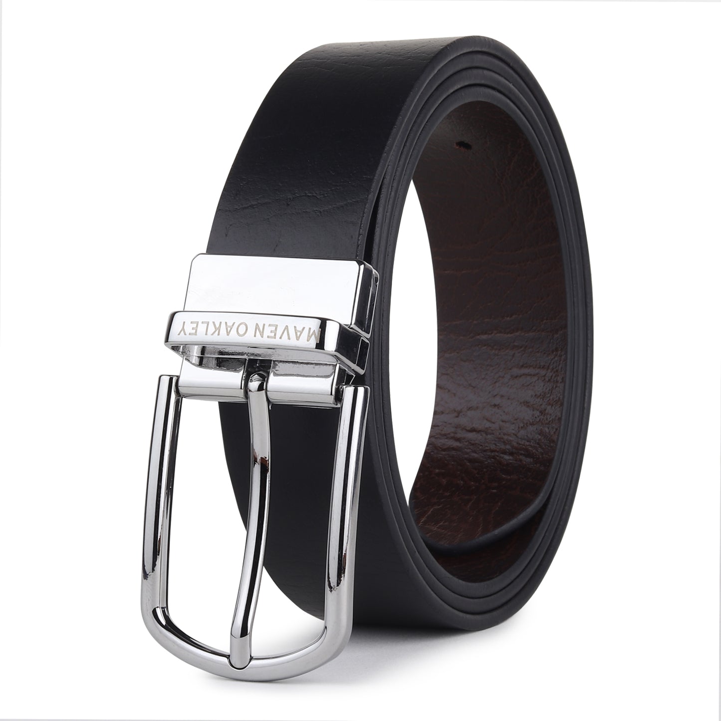 Leo Silver Genuine Leather Reversible Black & Brown Belt for Men – Silver Buckle (Premium Gift Box Included)