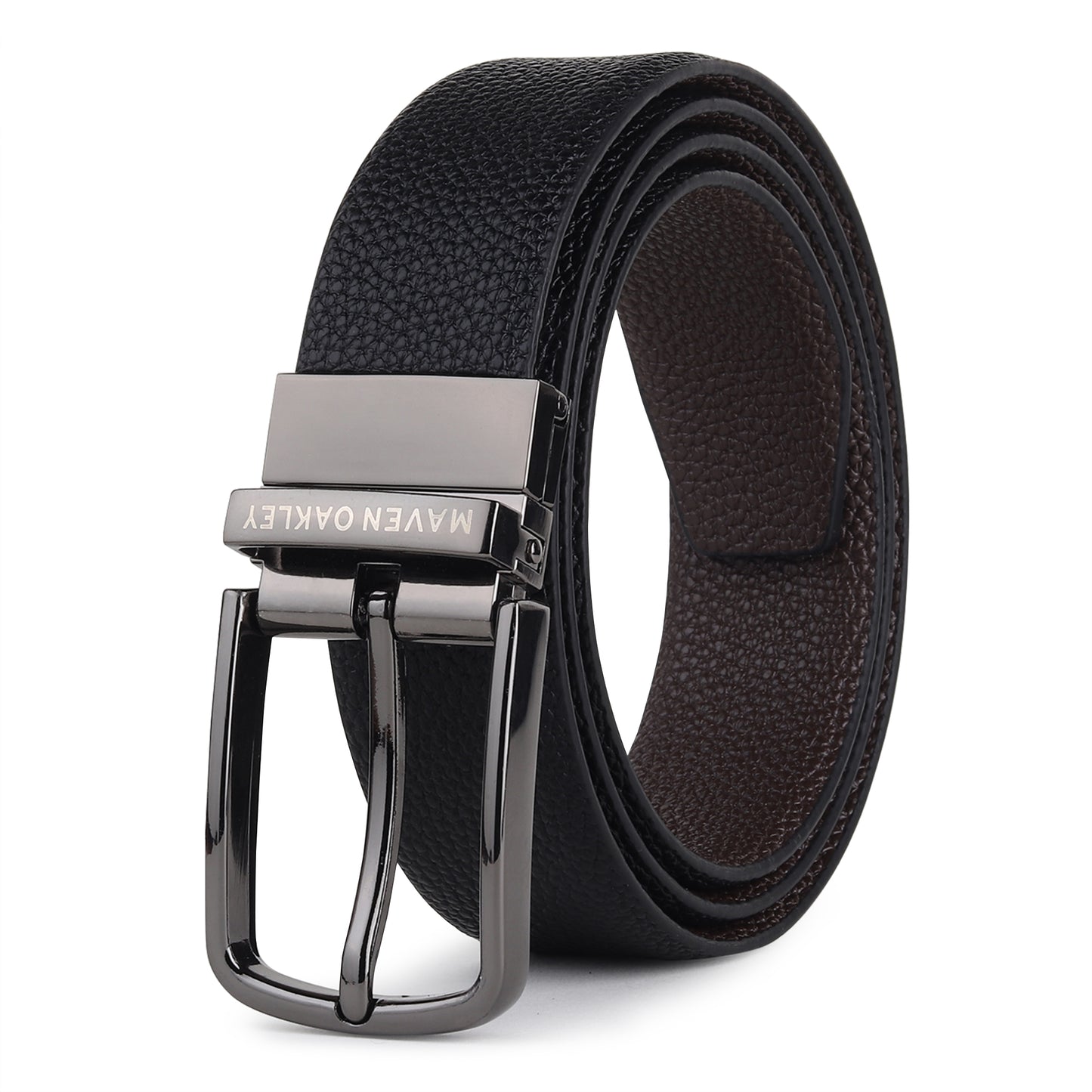 Axel PU Reversible Black & Brown Belt For Men – Matte Grey Buckle (Premium Gift Box Included)