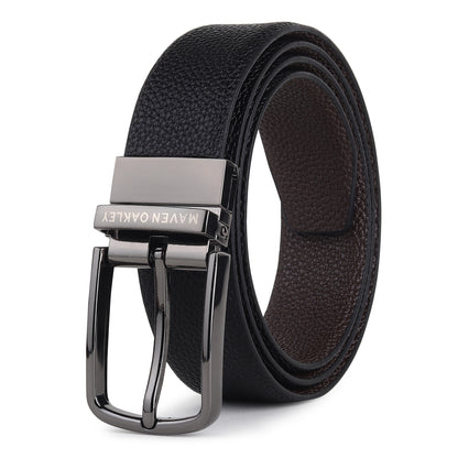 Axel PU Reversible Black & Brown Belt For Men – Matte Grey Buckle (Premium Gift Box Included)