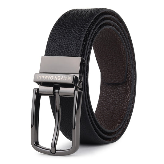 Axel PU Reversible Black & Brown Belt For Men – Matte Grey Buckle (Premium Gift Box Included)