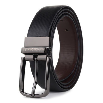 Nero PU Reversible Black & Brown Belt For Men – Grey Buckle (Premium Gift Box Included)