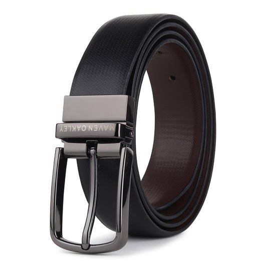 Nero PU Reversible Black & Brown Belt For Men – Grey Buckle (Premium Gift Box Included)