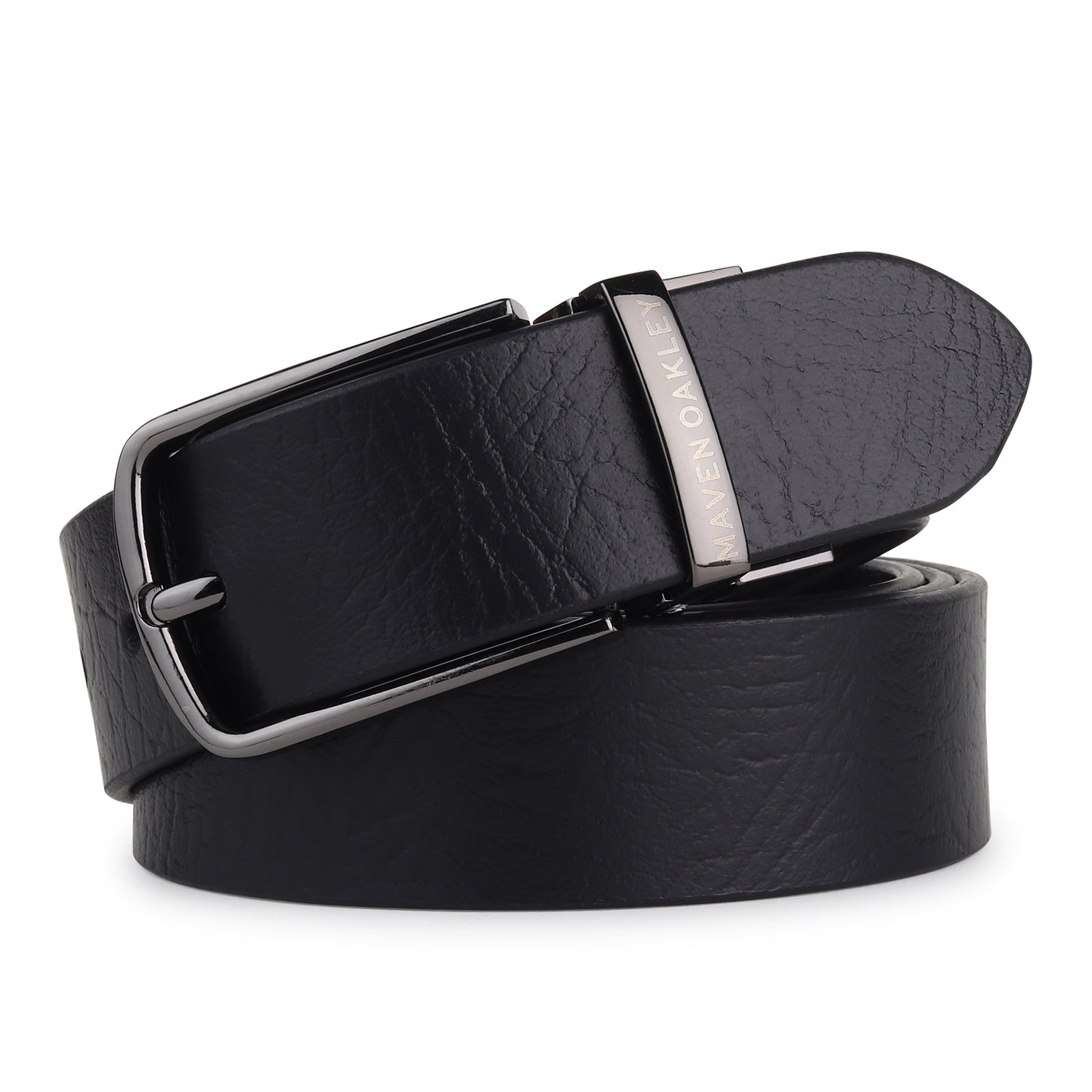 Leo Grey Genuine Leather Reversible Black & Brown Belt for Men – Gunmetal Grey Buckle (Premium Gift Box Included)