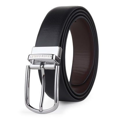 Nero PU Reversible Black & Brown Belt For Men – Silver Buckle (Premium Gift Box Included)