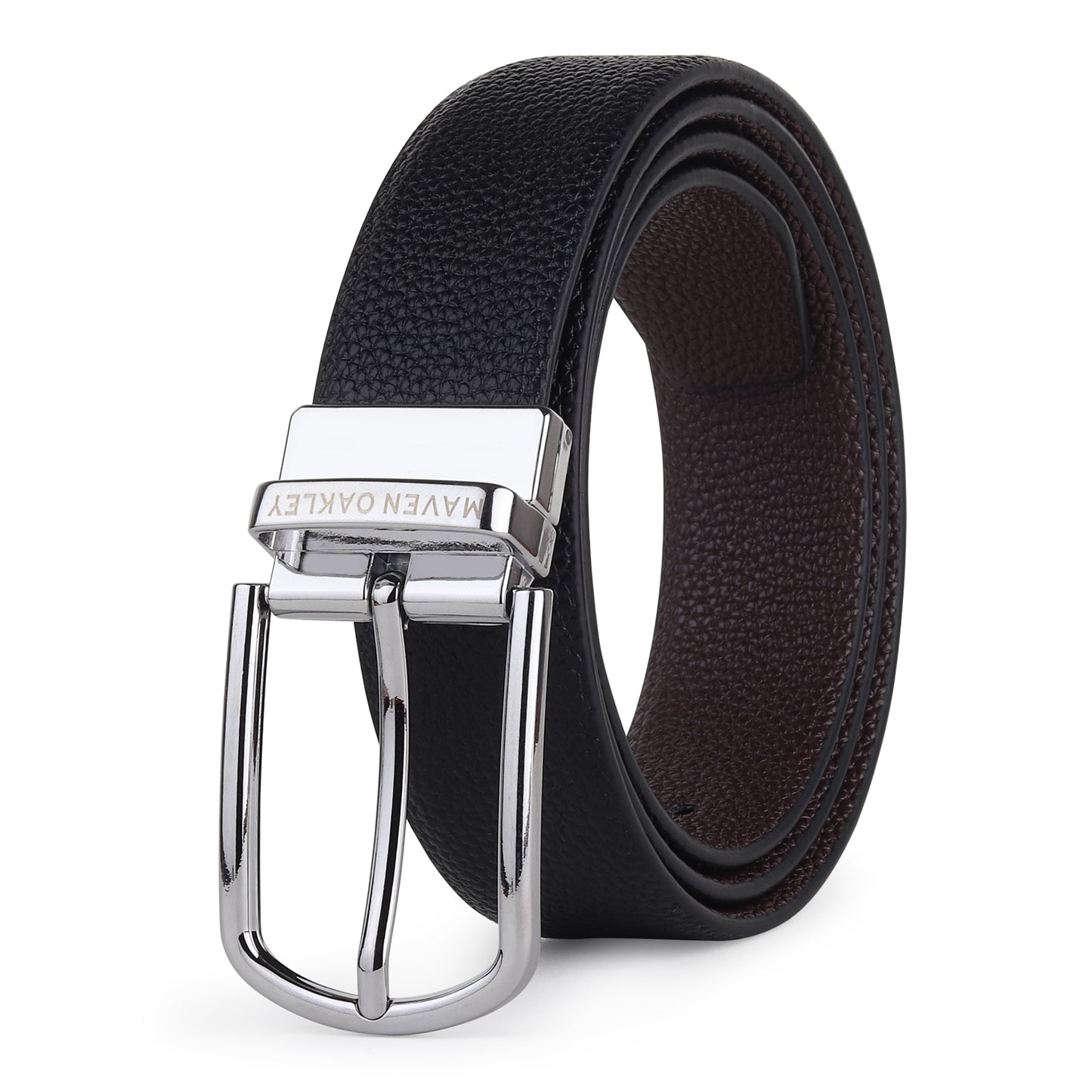 Axel PU Reversible Black & Brown Belt For Men – Silver Buckle (Premium Gift Box Included)