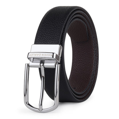 Axel PU Reversible Black & Brown Belt For Men – Silver Buckle (Premium Gift Box Included)