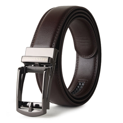 Jarvis Italian Leather Ratchet Black & Brown Reversible Belt For Men - Matte Grey Auto-Lock Buckle (Premium Gift Box Included)