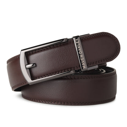 Jarvis Italian Leather Ratchet Black & Brown Reversible Belt For Men - Matte Grey Auto-Lock Buckle (Premium Gift Box Included)