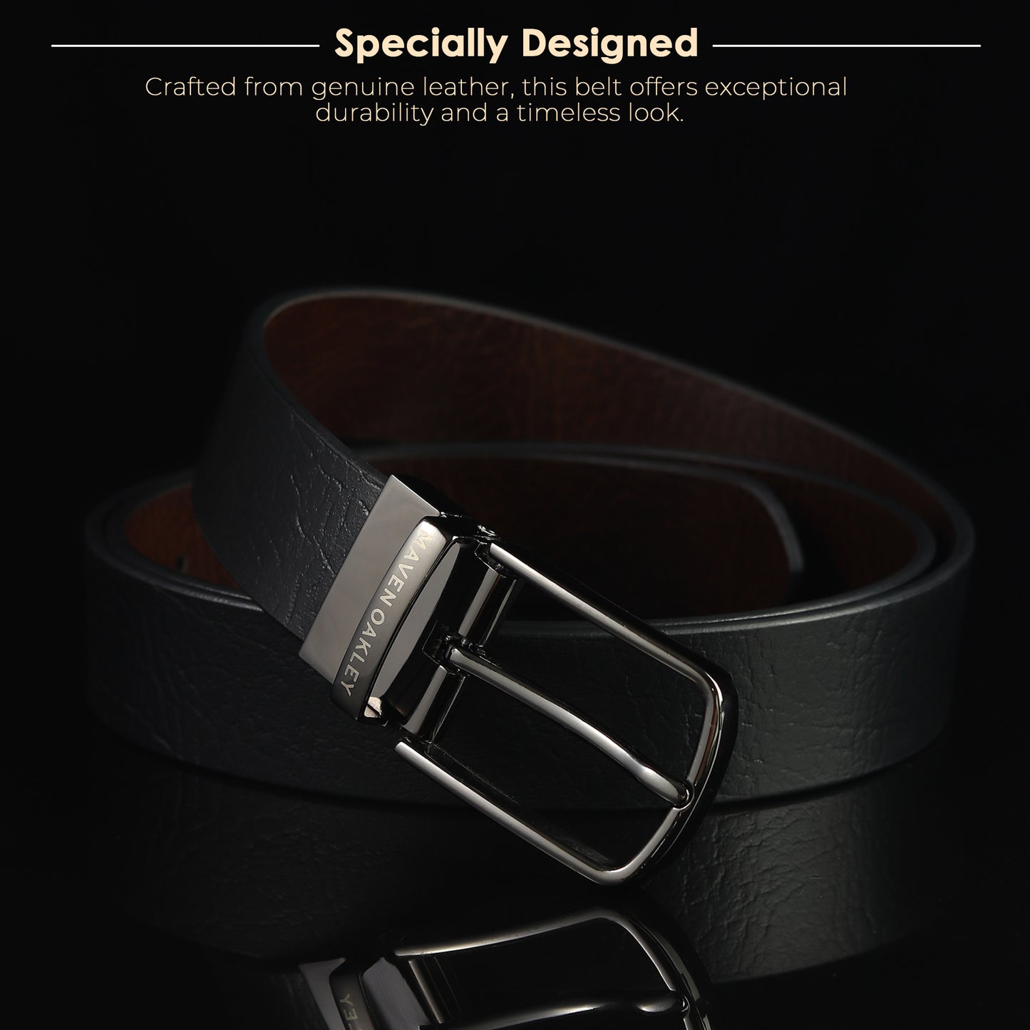 Leo Grey Genuine Leather Reversible Black & Brown Belt for Men – Gunmetal Grey Buckle (Premium Gift Box Included)