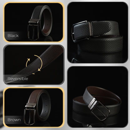 Premium Reversible Leather Belt for Men – Maven Oakley | Dual Tone (Black & Brown) | Elegant Gift Box