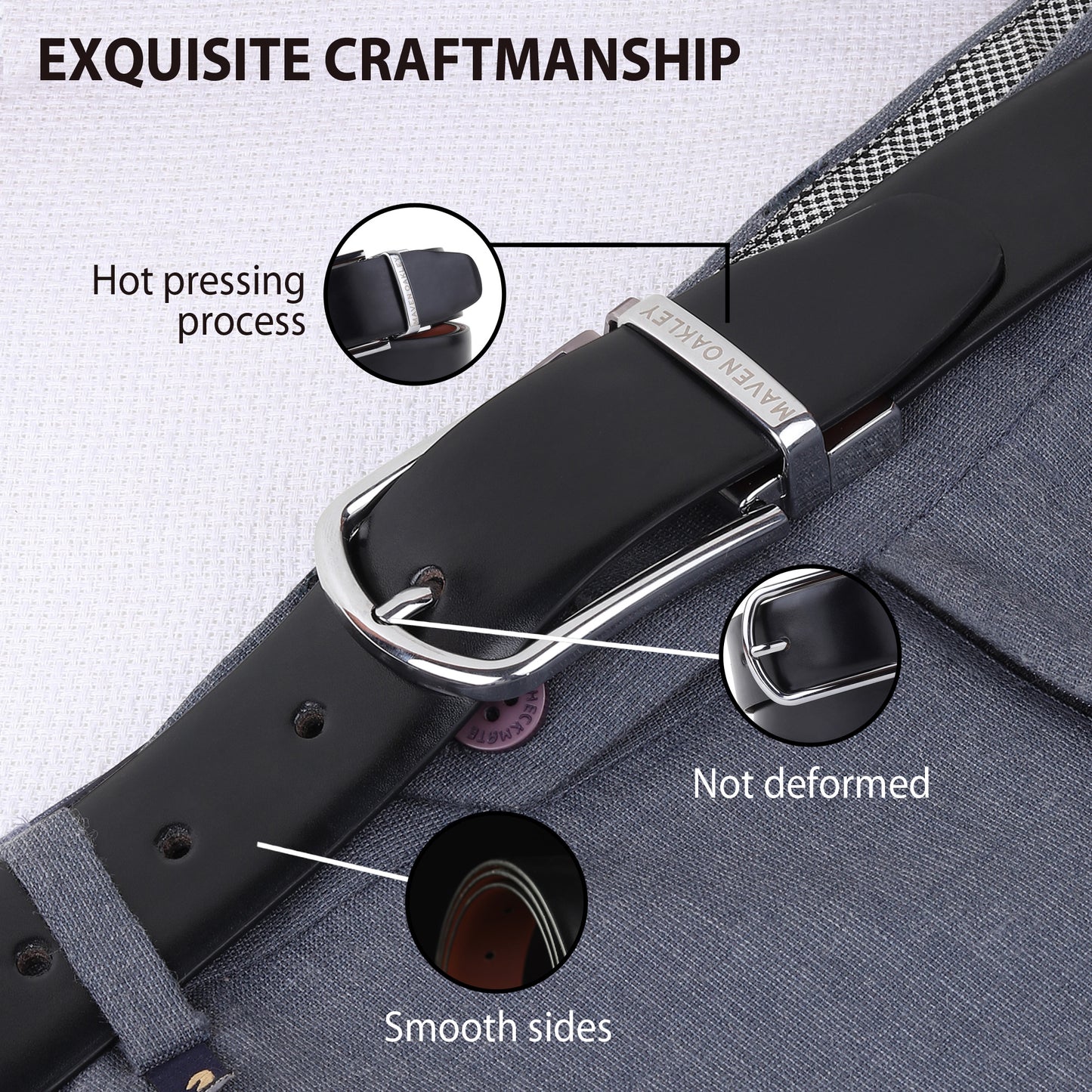 Maveoakely Premium Reversible Leather Belt for Men – Black & Brown | 360° Rotating Buckle | Formal & Casual Wear