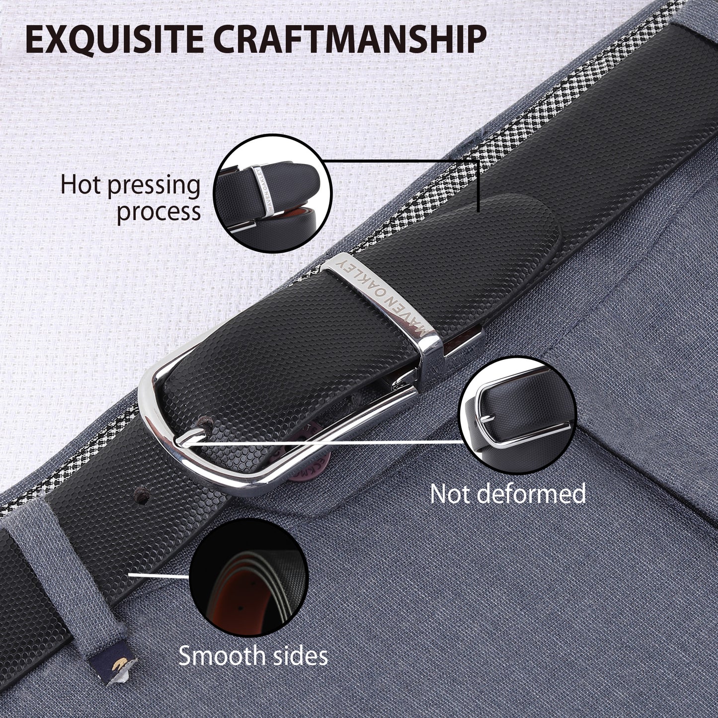 Maveoakely Reversible Leather Belt for Men – Dual Tone Black & Brown | 360° Rotating Buckle | Formal & Casual Use (30–42 Inches)