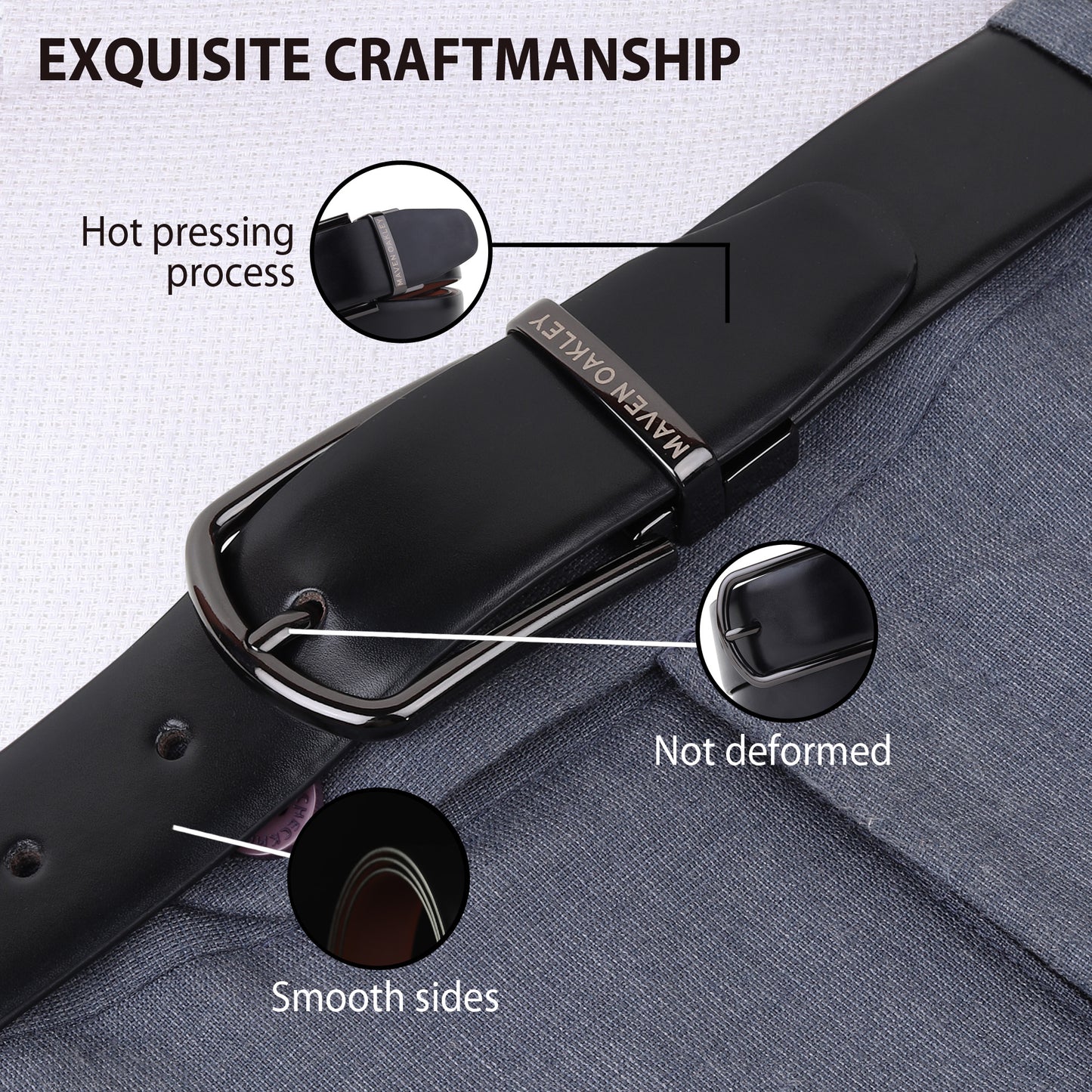 Mavenoakley Premium Reversible Genuine Leather Belt for Men – Black & Brown | Classic Buckle | Gift Box Included