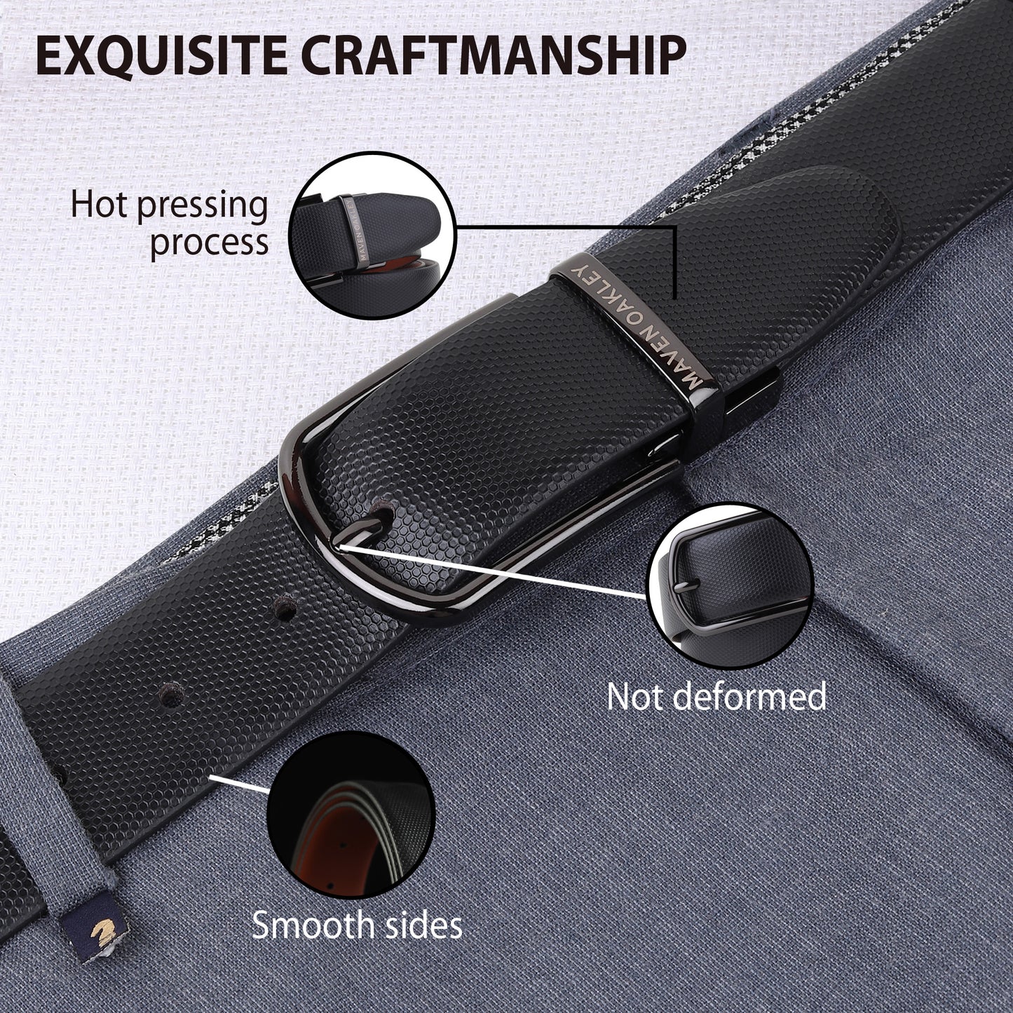 Maven Oakley Signature Reversible Leather Belt – Black & Brown | 360° Rotating Buckle | Premium Gift Box