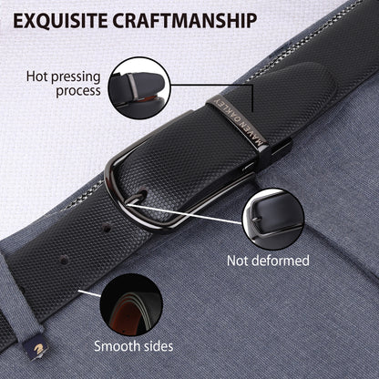 Maven Oakley Signature Reversible Leather Belt – Black & Brown | 360° Rotating Buckle | Premium Gift Box